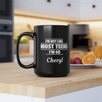 Load image into Gallery viewer, Funny "I'm Forty" Personalized Mug — 11oz &amp; 15oz Black Birthday Coffee Cup
