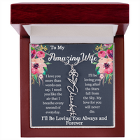 Load image into Gallery viewer, To My Amazing Wife – Personalized Name &amp; Birth Flower Necklace with Romantic Message
