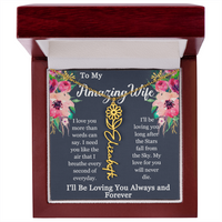 Load image into Gallery viewer, To My Amazing Wife – Personalized Name &amp; Birth Flower Necklace with Romantic Message
