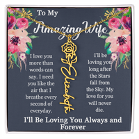 Load image into Gallery viewer, To My Amazing Wife – Personalized Name &amp; Birth Flower Necklace with Romantic Message
